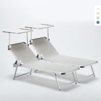 2er Set Aluminium Sonnenliegen mit Sonnendach Nettuno - Grau 2er Set Aluminium Sonnenliegen mit Sonnendach Nettuno - Grau von BEACH AND GARDEN DESIGN