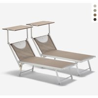 2er Set Liegestühle Strandliegen Sonnenliegen aus Aluminium für den Strand Santorini Limited Edition - Cappuccino - Beige Santorini 2er Set Liegestühle Strandliegen Sonnenliegen aus Aluminium für den Strand Santorini Limited Edition - Cappuccino - Beige Santorini von BEACH AND GARDEN DESIGN