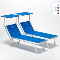 2er Set Liegestühle Strandliegen Sonnenliegen aus Aluminum Santorini - Blau 2er Set Liegestühle Strandliegen Sonnenliegen aus Aluminum Santorini - Blau von BEACH AND GARDEN DESIGN