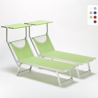2er Set Liegestühle Strandliegen Sonnenliegen aus Aluminum Santorini - Grün von BEACH AND GARDEN DESIGN