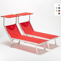 2er Set Liegestühle Strandliegen Sonnenliegen aus Aluminum Santorini - Rot 2er Set Liegestühle Strandliegen Sonnenliegen aus Aluminum Santorini - Rot von BEACH AND GARDEN DESIGN