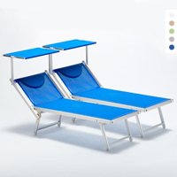 2er Set Sonnenliegen aus Aluminium Professionell für Strand und Meer Italia - Blau von BEACH AND GARDEN DESIGN
