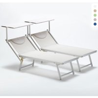 2er Set Sonnenliegen aus Aluminium Professionell für Strand und Meer Italia - Weiß 2er Set Sonnenliegen aus Aluminium Professionell für Strand und Meer Italia - Weiß von BEACH AND GARDEN DESIGN