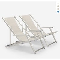2er Set Strandliegen Liegestühle Sonnenliegen mit Armlehnen aus Aluminium Riccione Gold Lux - Grau 2er Set Strandliegen Liegestühle Sonnenliegen mit Armlehnen aus Aluminium Riccione Gold Lux - Grau von BEACH AND GARDEN DESIGN
