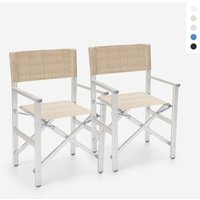 2er Set klappbare Strandstühle Klappstühle aus Aluminium Regista Gold - Beige von BEACH AND GARDEN DESIGN