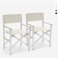 2er Set klappbare Strandstühle Klappstühle aus Aluminium Regista Gold - Grau von BEACH AND GARDEN DESIGN