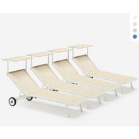 4 Sonnenliegen Strandliegen aus Aluminium mit Rollen für Garten Swimming Pool Alabama - Beige von BEACH AND GARDEN DESIGN