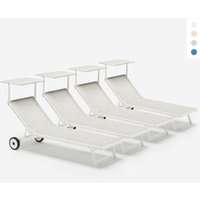 4 Sonnenliegen Strandliegen aus Aluminium mit Rollen für Garten Swimming Pool Alabama - Grau von BEACH AND GARDEN DESIGN