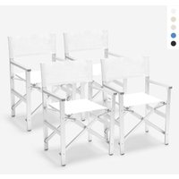 4er Set Klappbare Strandstühle Klappstühle Aluminium Regista Gold - Weiß von BEACH AND GARDEN DESIGN