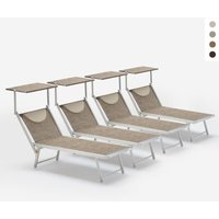4er Set Liegestühle Strandliegen Sonnenliegen aus Aluminium Santorini Limited Edition - Nature - Grau Santorini von BEACH AND GARDEN DESIGN