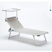 Aluminium Strandliege Sonnenliege mit Sonnendach Nettuno - Grau von BEACH AND GARDEN DESIGN