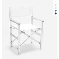 Klappbarer Strandstuhl Klappstuhl aus Aluminium Regista Gold - Weiß von BEACH AND GARDEN DESIGN