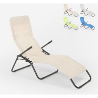 Klappbares Strand- und Gartenbett aus Stahl Pasha - Beige von BEACH AND GARDEN DESIGN