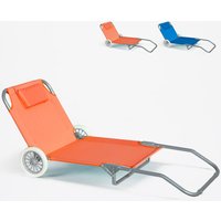 Sonnenliege Liegestuhl Tragbar mit Räder Banana - Orange von BEACH AND GARDEN DESIGN