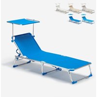 Sonnenliege Strandliege Klappbar Aluminium mit Sonnendach California - Blau von BEACH AND GARDEN DESIGN