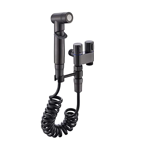BEAHING 1-in-2-Out Dual Control Ventil, Doppelsteuerhahn-Waschmaschinen-Wasserhahn-Toilette zur Reinigung des Toilettensprühgeräts, Schwarz von BEAHING