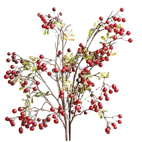 2pack künstliche Stechpalme Berry Zweige, künstliche rote Beerenstämme grüne Blätter Kiefernzweige Faux Berryblätter Zweige falsche Pflanzen für Home Tischkamin Dekor 2pack künstliche Stechpalme Berry Zweige, künstliche rote Beerenstämme grüne Blätter Kiefernzweige Faux Berryblätter Zweige falsche Pflanzen für Home Tischkamin Dekor von BEAHING