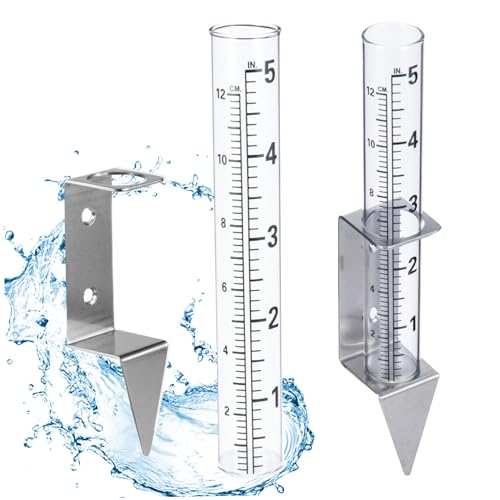 BEAHING 5 Kapazität Regenmesser Outdoor, Plastikregenmesser Ersatzrohr, tragbares Wasser für mit Edelstahl -Rackhalter für Gartenrasenweg, Ersatzrohr von BEAHING