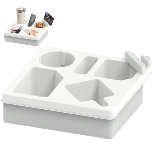 BEAHING Couch Caddy mit Cuphalter, Couch Cup Halter Tablett Nicht-Schlupf-Silikon mit fünf Fächern wasserdicht für Bettsitzer-Strandorganisator von BEAHING