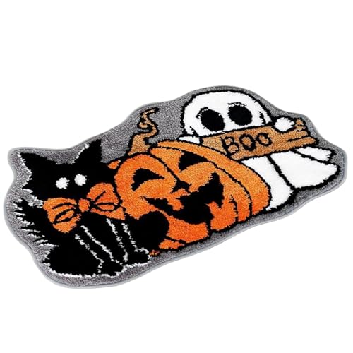 BEAHING Ghost Teppich, Halloween Teppich 16x24 Spezielle Form Halloween Bad Matte Spooky Wasser absorbierende Ghost Nicht-Schlupf für Veranden Garagen Einträge, Boo von BEAHING
