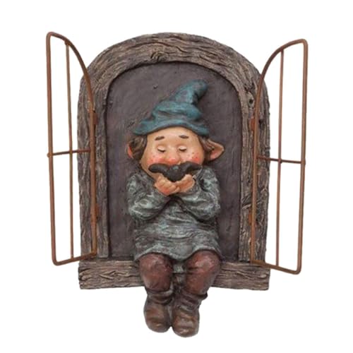 Harzgarten Gnom Statue Lustiger Elf Out The Door Tree Hugger Dekorative Zwerg Skulptur Gartenharz Gnomes von BEAHING