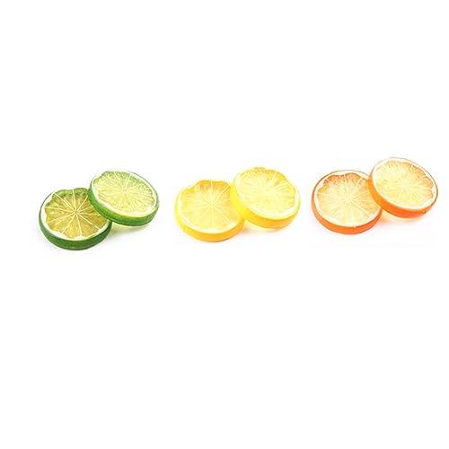 BEAHING Künstliche Zitronenscheiben Hochsimulierende Zitronenscheiben Künstliche Kunststoff lebensee Fruchtmodell Home Party Dekoration 6pcs gelbgrüne orange künstliche Zitronenscheiben von BEAHING