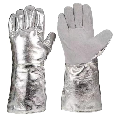 BEAHING Ofenhandschuhe, Grillhandschuhe, hitzebeständige Aluminiumfolie-Stoffofen, wölbende wasserdichte Handschuhe, perfekt zum Backen und Grillen, Kochen von BEAHING