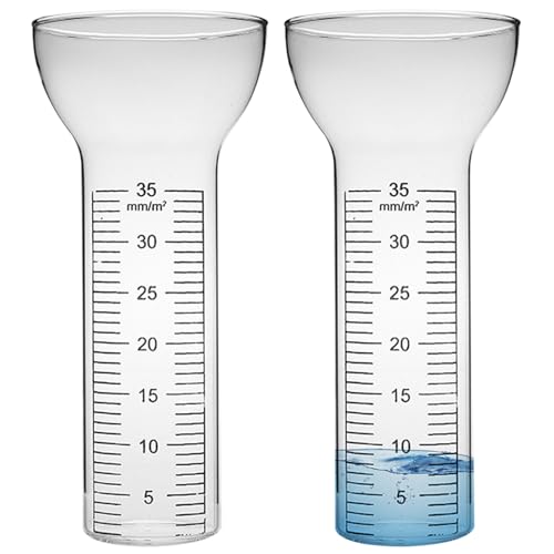 BEAHING Regenmessgeräte im Freien im Freien, Regenmesser Ersatzrohr 2-pcs Freeze Proof Glassrohr mit klaren Markierungen 35 mm trichterförmige offene Messgeräte für Garten für Outdoors von BEAHING