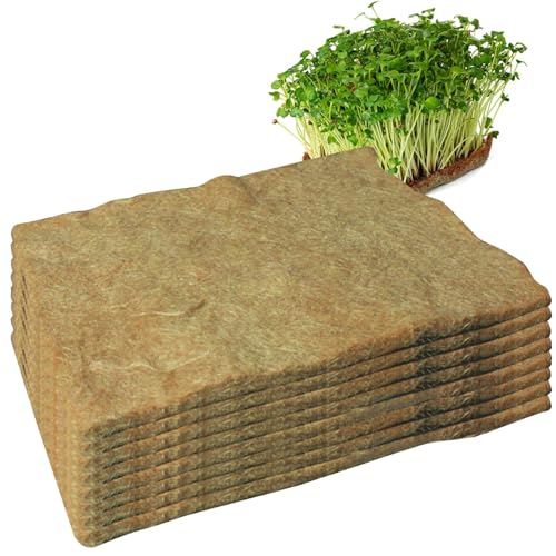 BEAHING Sprossen wachsen Kit, 8pcs Hanfmatten zum Anbau von Microgreens 10x20 '' Microgreens Kit Jute Matte organische Samen Sprouts Matte für Samenstarterschalen, Tablett von BEAHING