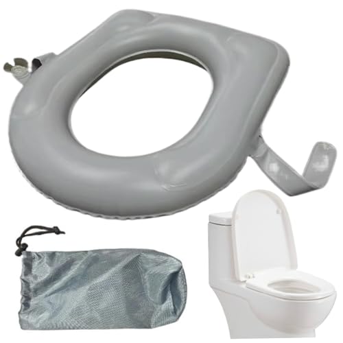 BEAHING Tragbarer Toilettensitz, tragbarer erhöhter Toilettensitz mit Saugnäpfeln, aufblasbar faltbar mit einstellbar von BEAHING