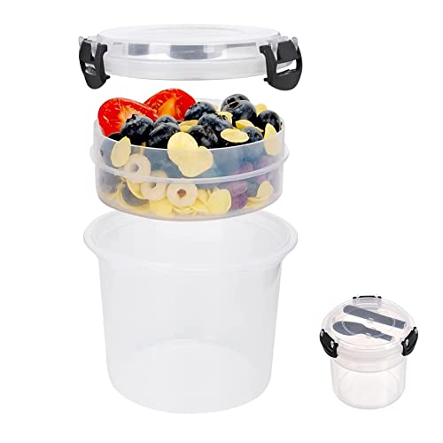 BEAHING Übernachtung Hafer Glas mit Deckel 600 ml über Nacht Hafer Behälter Joghurt -Topf, um Frühstückstöpfe mit Löffel für Obstsalatbrei, Frühstücksgläsern über Nacht Hafer zu gehen von BEAHING