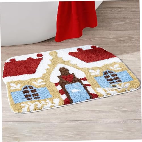BEAHING Weihnachtsteppich, Weihnachtsenteppiche 20x32 weiche Wasserabsorption Lebkuchen Haus Bad Matte Nicht-Sliptürmatte für Badezimmer Küche Wohnzimmer Schlafzimmer Haustür von BEAHING