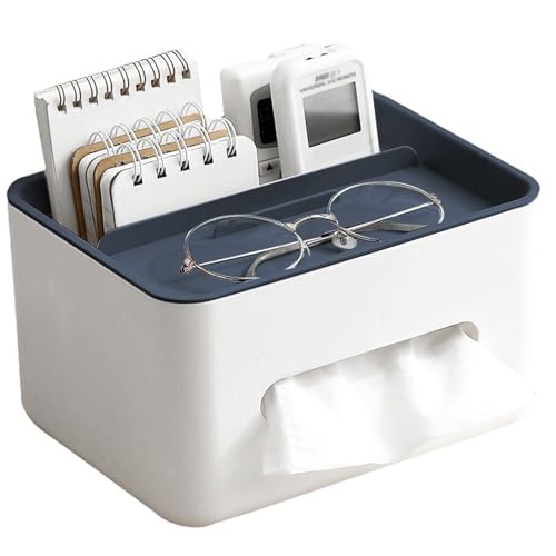 Gewebehalter, Tissue Box-Halter Dual Layer Mehrkompartiment PP-Box-Abdeckung Minimalistische Rechteck für Endtisch, Nachttisch, Bett von BEAHING