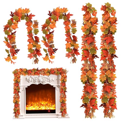 Herbstblätter Girlande, 4pcs Maple Blattgirlande, 69 Zoll lebensechter Herbstblätter, dekorative Weinreben für den, Thanksgiving und Halloween für Halloween -Wohnkultur Herbstblätter Girlande, 4pcs Maple Blattgirlande, 69 Zoll lebensechter Herbstblätter, dekorative Weinreben für den, Thanksgiving und Halloween für Halloween -Wohnkultur von BEAHING