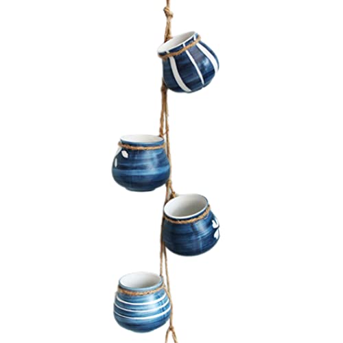 Pothanging Pflanzer, 4pcs/Set hell Pastellkeramik Hanging Flowertöpfe für Gartenhaus -Wanddekoration (Muster zufällig) von BEAHING