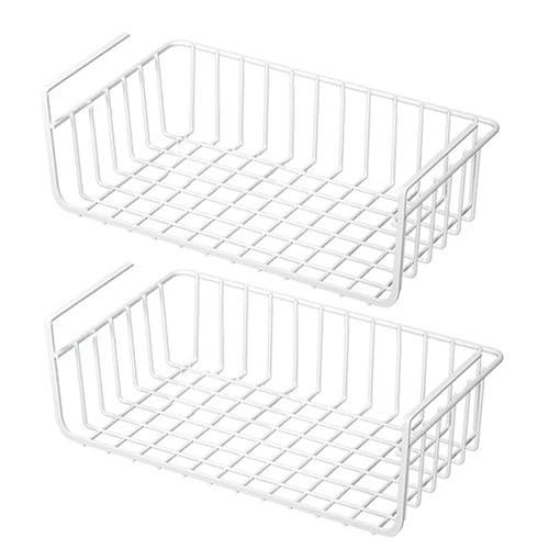Unter dem Regal Drahtkorb, 2 PCS beschichtete Eisen-Hochleistungen unter dem Regal Organizer Nicht-Schlupfhöhle 12.4x8.1 x 4,5 Zoll unter Schrankkorb für die Küchenspeisekammer unter Regalkorb von BEAHING