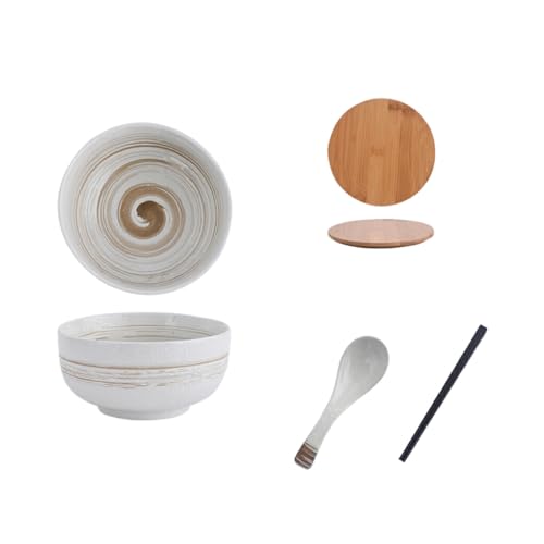 BEALIFE Japanische Ramen Schale, ungiftig, schlagfest, zartes Muster für Ramen Keramik, japanische Ramen Schüssel aus Keramik, Suppe, roter Pinsel von BEALIFE