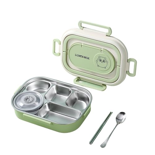 BEALIFE Unterteilte, versiegelte Lunchbox aus Edelstahl, tragbar, isoliert, Lebensmittelaufbewahrungsbehälter, sichere Metallbox mit 5 Fächern, grün 1500ml BEALIFE Unterteilte, versiegelte Lunchbox aus Edelstahl, tragbar, isoliert, Lebensmittelaufbewahrungsbehälter, sichere Metallbox mit 5 Fächern, grün 1500ml von BEALIFE