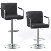 2er-Set Barklappstühle Bar PU-Leder-Metallstühle höhenverstellbar mit Armlehnen, 360° drehbarer Rückenlehne und Fußauflage Schwarz - Bealife 2er-Set Barklappstühle Bar PU-Leder-Metallstühle höhenverstellbar mit Armlehnen, 360° drehbarer Rückenlehne und Fußauflage Schwarz - Bealife von BEALIFE
