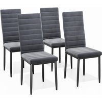 Bealife 4 Esszimmerstühle Set mit gepolsterten Velours-Küchenstühlen, Metallgestell mit Gummifüßen in Dunkelgrau von BEALIFE