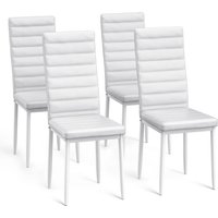 4er-Set Esszimmerstühle mit gepolsterten Kunstledersitzen, Metallgestell und weißen Gummifüßen in Weiß - Bealife 4er-Set Esszimmerstühle mit gepolsterten Kunstledersitzen, Metallgestell und weißen Gummifüßen in Weiß - Bealife von BEALIFE