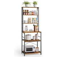 Bealife - 6 Regale Küchenregal Gemüseetagere mit 6 Haken Metallrahmen 40 x 60 x 167 cm Kastanienbraun von BEALIFE