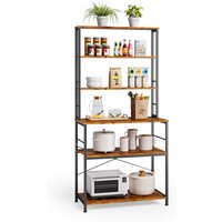 Bealife - 6 Regale Küchenregal Gemüseriegel mit 6 Haken Metallrahmen 40 x 80 x 167 cm Kastanienbraun von BEALIFE