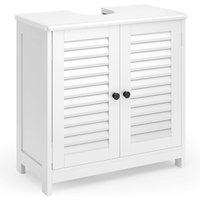 Bealife Badezimmer-Waschbecken-Untermöbel zur Aufbewahrung mit 2 bodenständigen Jalousietüren, verstellbaren Regalen, 60 x 30 x 60 cm Bealife Badezimmer-Waschbecken-Untermöbel zur Aufbewahrung mit 2 bodenständigen Jalousietüren, verstellbaren Regalen, 60 x 30 x 60 cm von BEALIFE