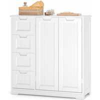 Badezimmerschrank feuchtigkeitsdicht moderner Niederschrank 80 cm mit 2 Türen 4 Schubladen verstellbaren Ablagen weiß 81x30x83 cm - Bealife von BEALIFE