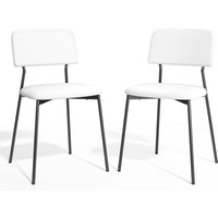 Bealife Esszimmerstühle Set aus 2 weißen Stühlen mit gepolsterten Rückenlehnen, Metallgestell und Gummifußschutz für Esszimmer, Wohnzimmer oder Büro von BEALIFE