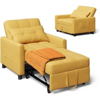 Bealife - Umwandelbarer Sessel Sonnen-gelb 1-Personen Schlafcouch Modularer Langstuhl mit verstellbarem Kissen, Stauraum und klappbaren Rollen von BEALIFE