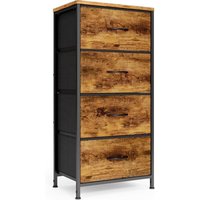 Vintage-Braune Kommode mit 4 Stoffschubladen, Stahlrahmen & verstellbaren Kunststofffüßen – Schlafzimmer-Stauraummöbel - Bealife von BEALIFE