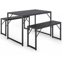 Essenszimmertisch-Set mit 2 Bänken Bealife Tisch 110 x 70 x 75 cm 2 Bänke 97 x 30 x 50 cm Stahlrahmen mit Anti-Kollisions-Schutz für Küche, Esszimmer von BEALIFE