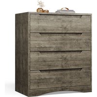 Kommode 4 Bealife Schubladen Organisationsmöbel Schlafzimmer Wohnzimmer Veranda Integrierter Griff Anti-Stolper-Vorrichtung Dunkelbraun von BEALIFE